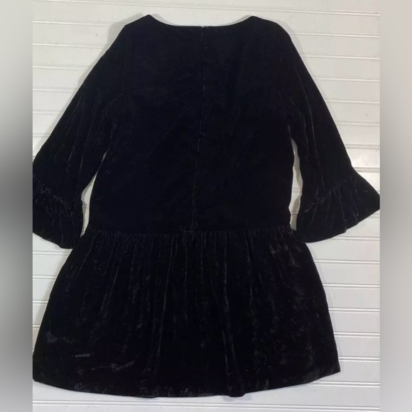 Madewell Black Velvet Bell Sleeve Drop Waist Dress Womens Size XS Romantic Goth - Picture 13 of 15